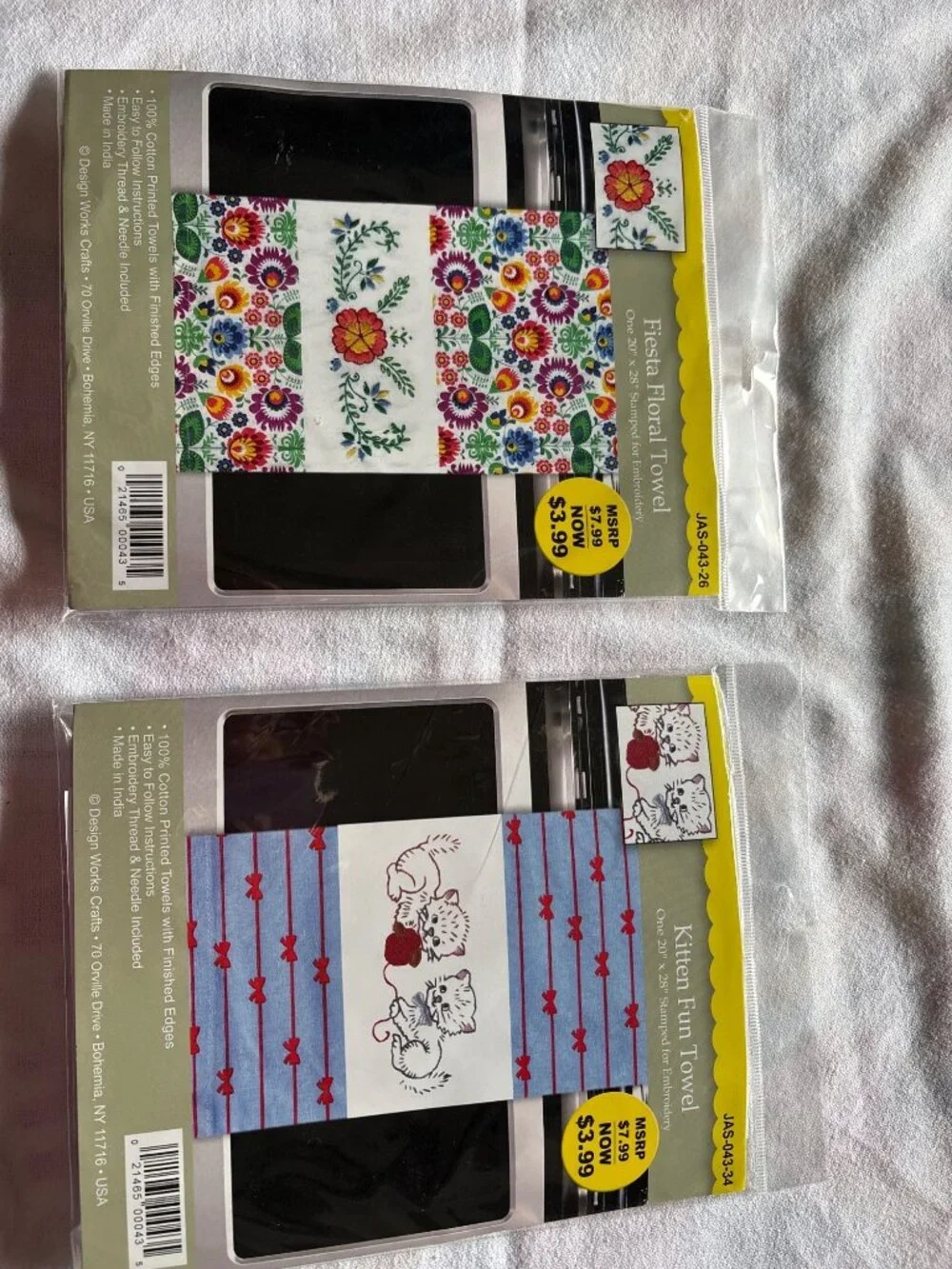 Kitten & Floral Embroidery Towel Kits 20